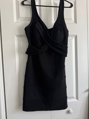 Emerald Sundae Black Twist-Waist Mini Dress